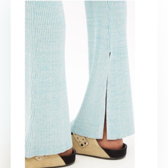 BANDIER Le Ore Rimini Rib Knit Flared Pants Pull On Pants Sky & Arctic Marl NWT - Picture 3 of 10